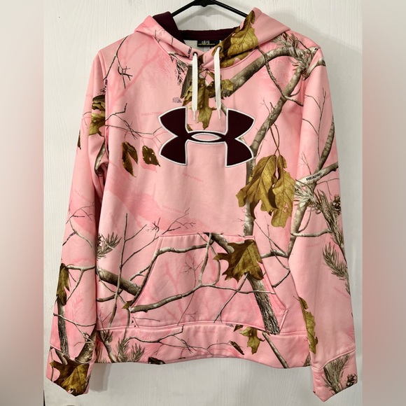 Under Armour Real Tree Pink Hoodie Camo Tree Size Large - Picture 1 of 9